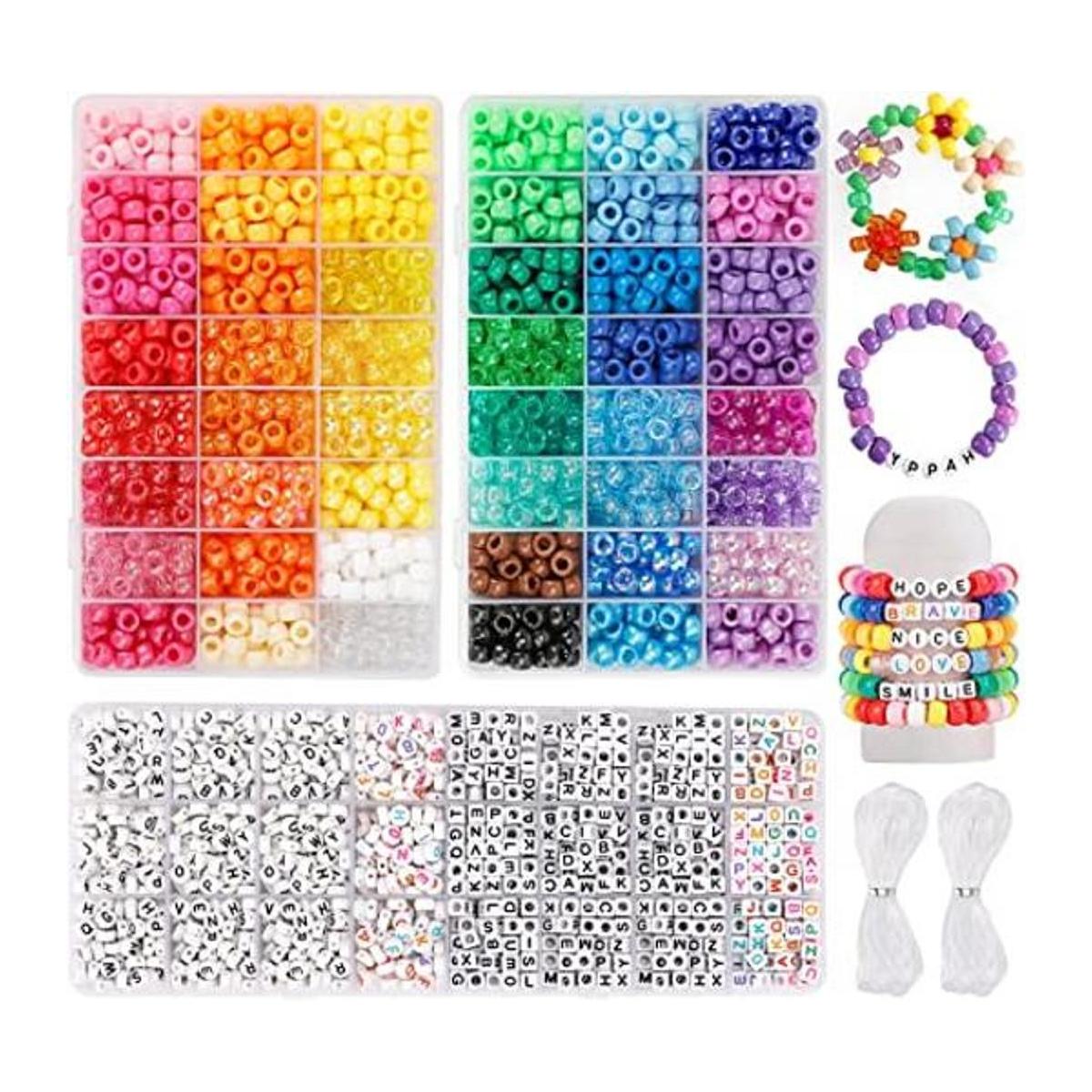 Quefe Juego de 3960 cuentas de pony para hacer pulseras