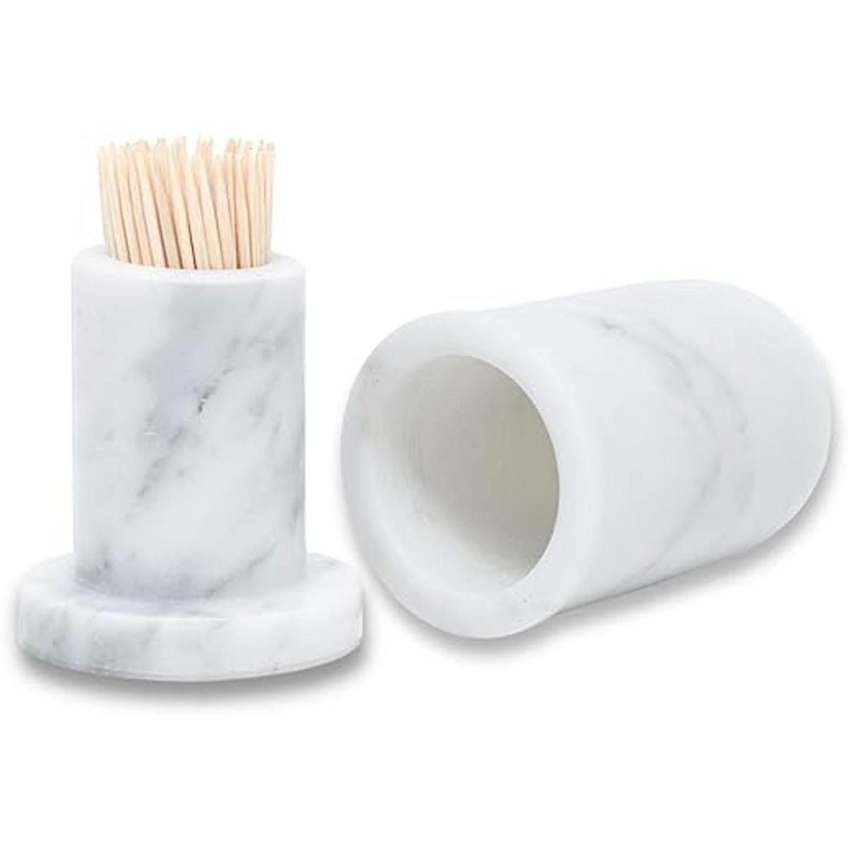 JIMEI Soporte para palillos de dientes de mármol con tapa