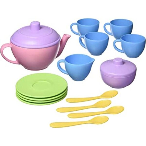 Green Toys Juego de té rosa 4C 17 piezas de simulación_1