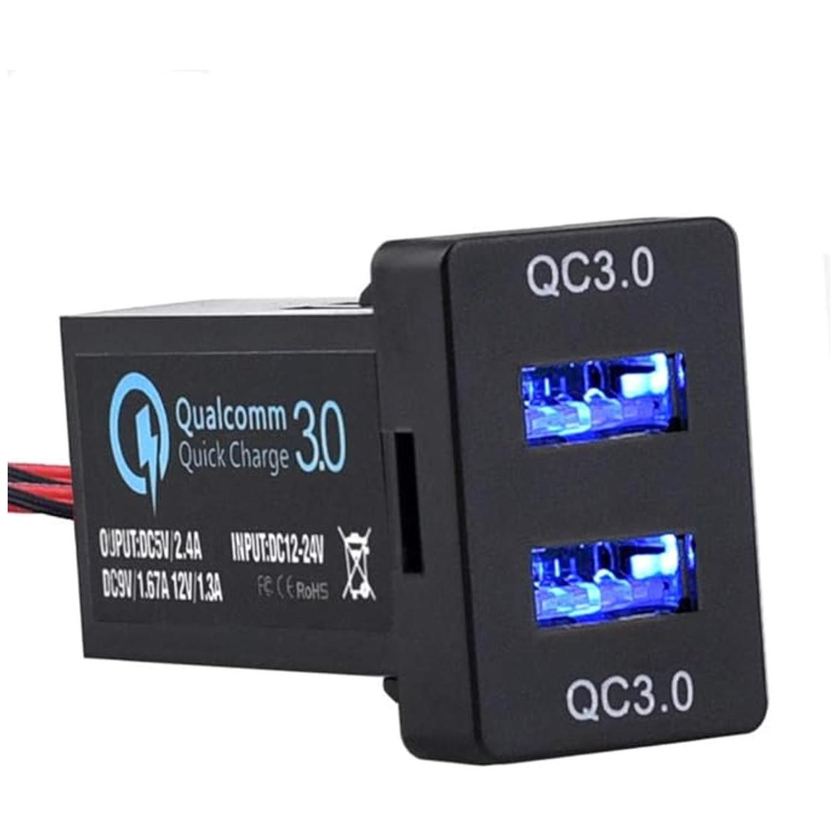 Cllena Toma de carga rápida 3.0 de doble puerto USB para