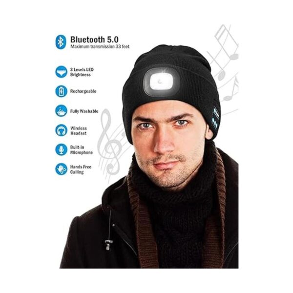 Gorro Bluetooth con 4 luces LED recargable por USB con_2