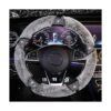 KAFEEK Funda de volante de microfibra mullida de diamantes_2