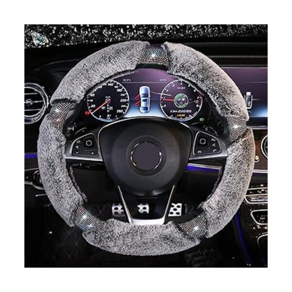 KAFEEK Funda de volante de microfibra mullida de diamantes_2