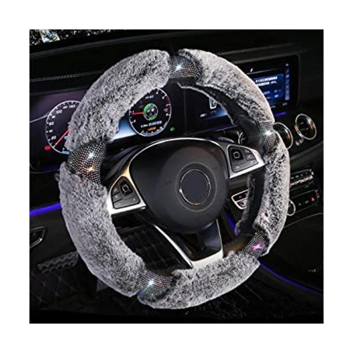 KAFEEK Funda de volante de microfibra mullida de diamantes