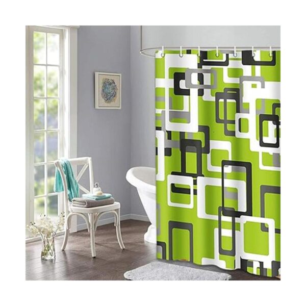 Semtomn Cortina de ducha moderna verde lima negro gris_3