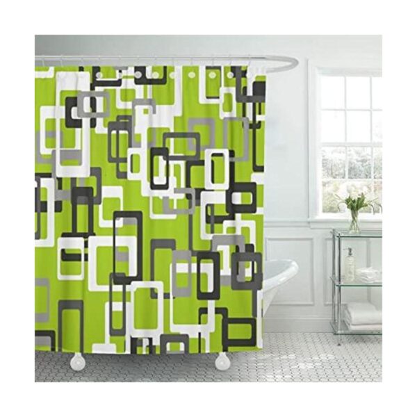 Semtomn Cortina de ducha moderna verde lima negro gris_1