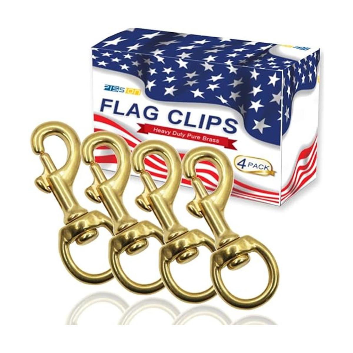 PISSION Juego de 4 clips de bandera de latón para cuerda