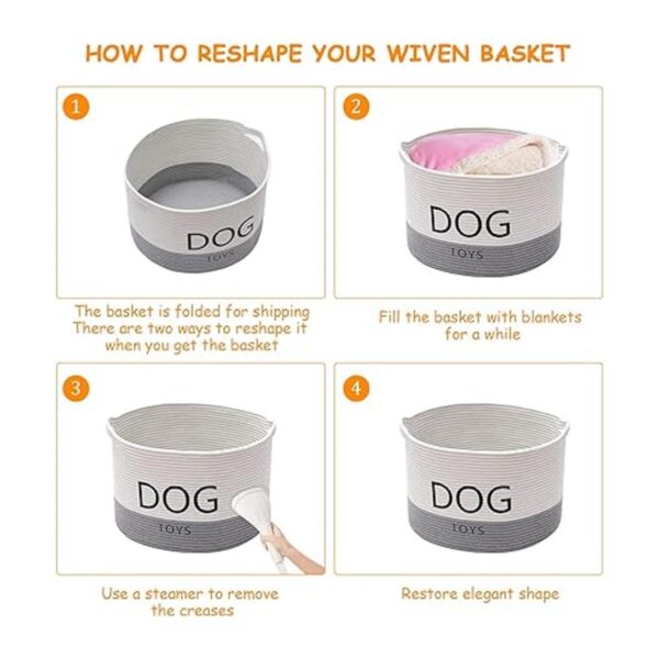 Geyecete Dog Storage Basket Round Weave Rope Basket Dog