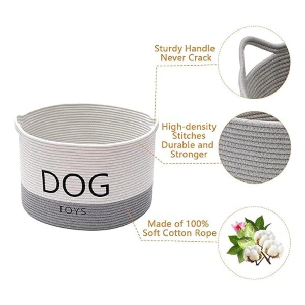 Geyecete Dog Storage Basket Round Weave Rope Basket Dog