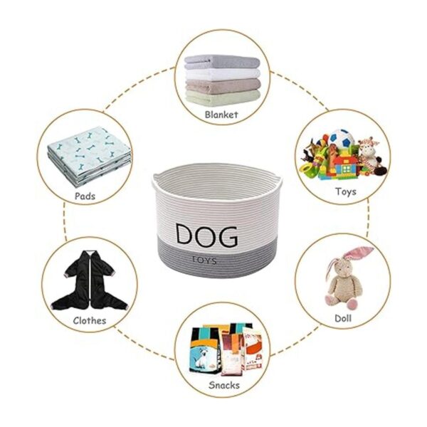 Geyecete Dog Storage Basket Round Weave Rope Basket Dog