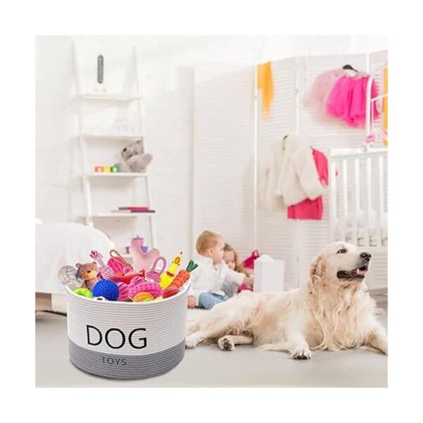 Geyecete Dog Storage Basket Round Weave Rope Basket Dog