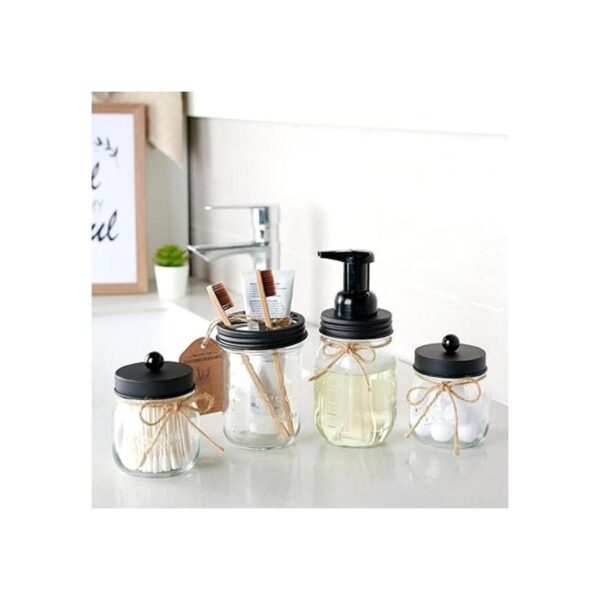 Juego de 4 accesorios de baño Mason Jar Dispensador de