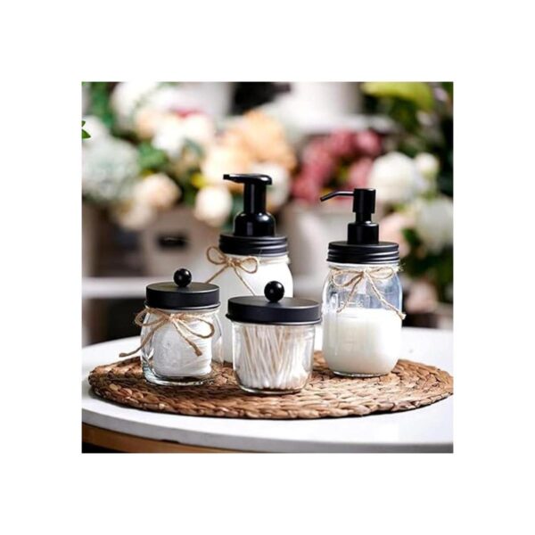 Juego de 4 accesorios de baño Mason Jar Dispensador de