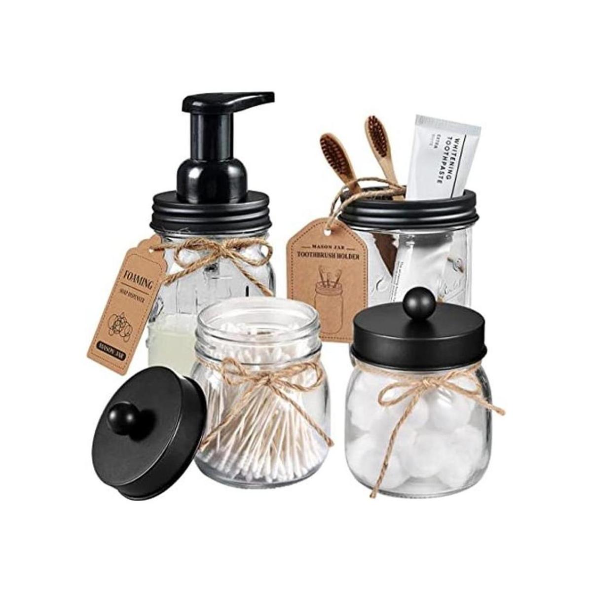 Juego de 4 accesorios de baño Mason Jar Dispensador de