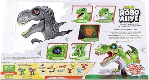 Robo Alive Juguete robótico a batería TRex gris Attacking_3