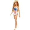 Muñeca Barbie Rubia en traje de baño con bandera de_4