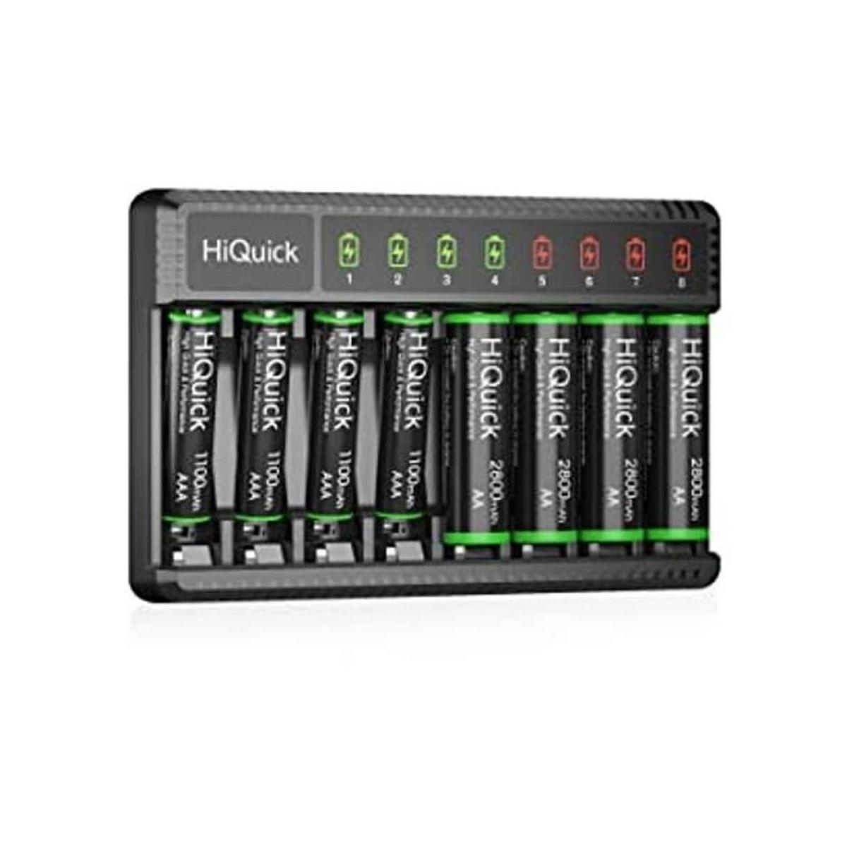 HiQuick Cargador de batería inteligente de 8 bahías con