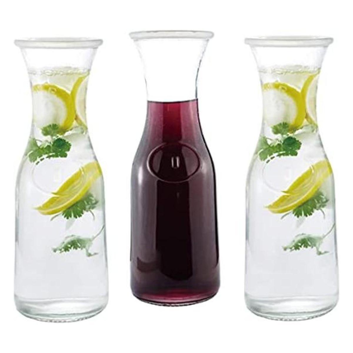 Jarra de agua de vidrio o vino con tapas 1 litro 3
