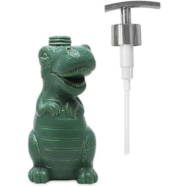 Isaac Jacobs Dinosaurio de cerámica verde bomba de jabón