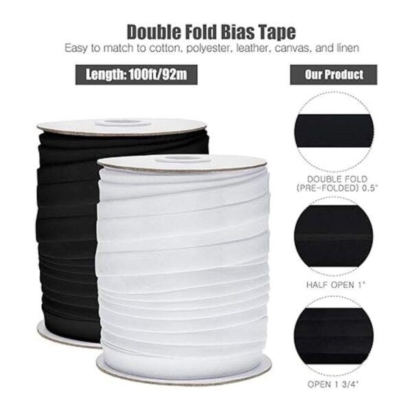 Jetec 2 rollos de doble pliegue de cinta de sesgo 12