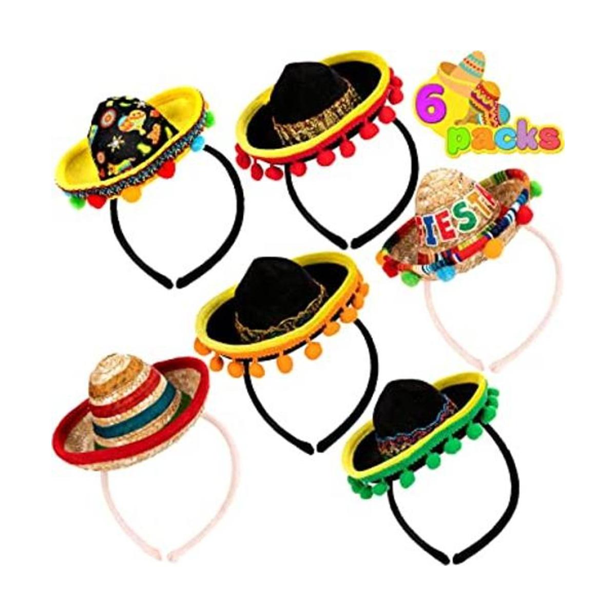 JOYIN 6 piezas Cinco De Mayo Fiesta de tela y paja
