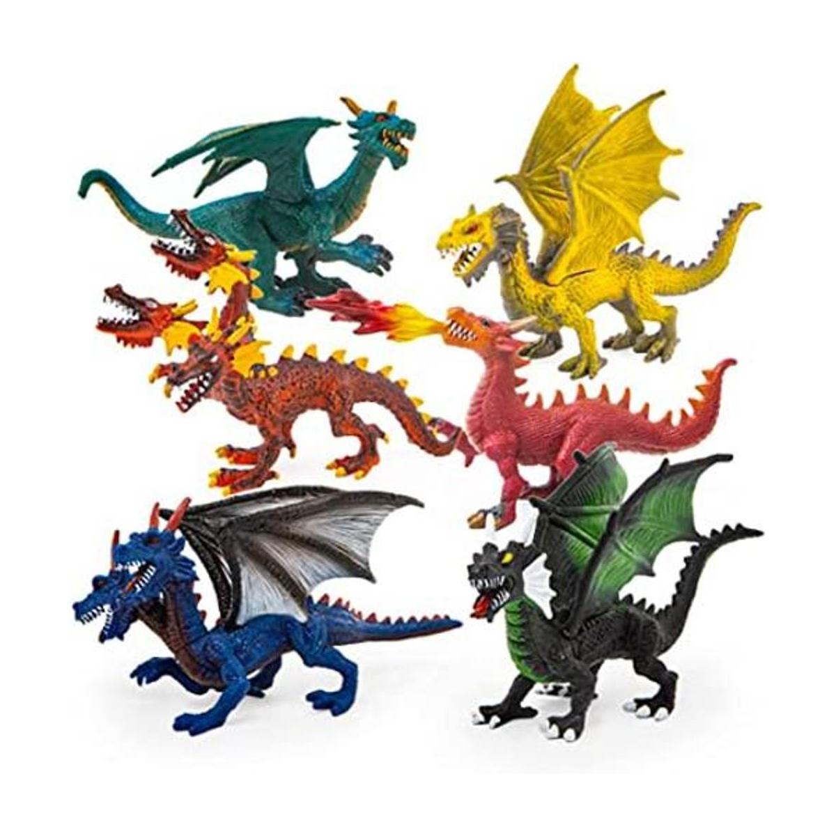 Hiawbon 6 piezas de figuras de dragón realista antiguo de