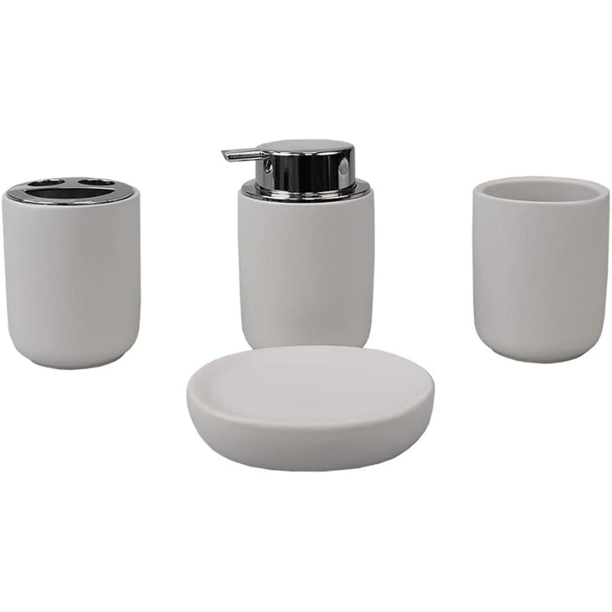 Home Basics Juego de accesorios de baño de cerámica 4
