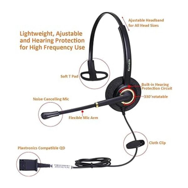 Rj9 Auriculares de oficina con micrófono con cancelación