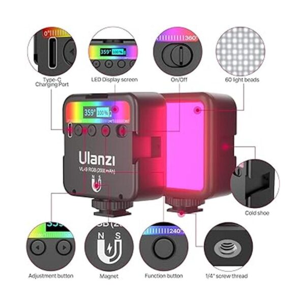 ULANZI VL49 Luces de video RGB luz de cámara LED de 360_2
