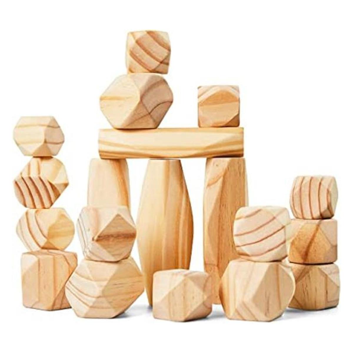 Panda Brothers Montessori Juego de piedras de madera de