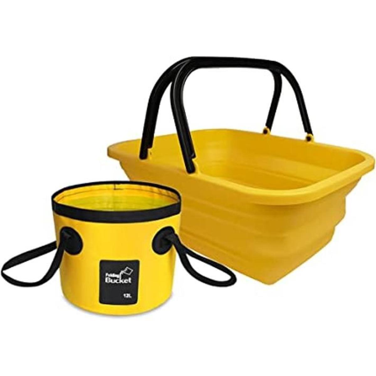 Dodifker Paquete de 2 cubos plegables para acampar con 3