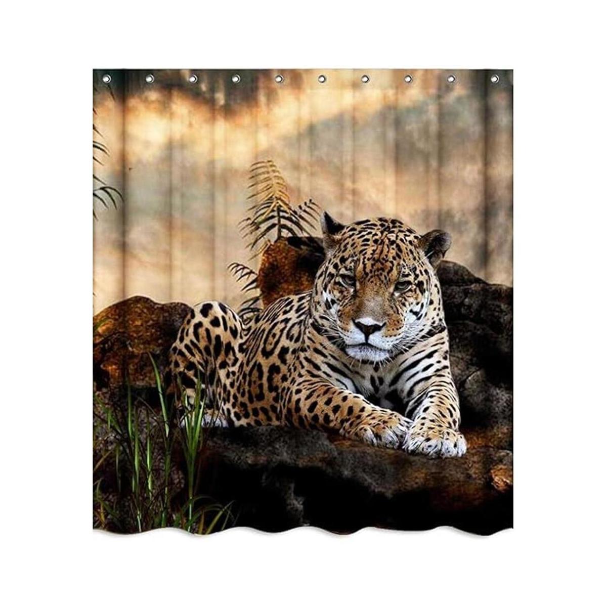 Juego de cortinas de ducha con diseño de leopardo de