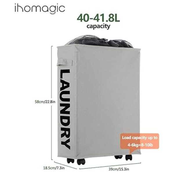 IHOMAGIC Cesta de lavandería delgada con ruedas cesta de