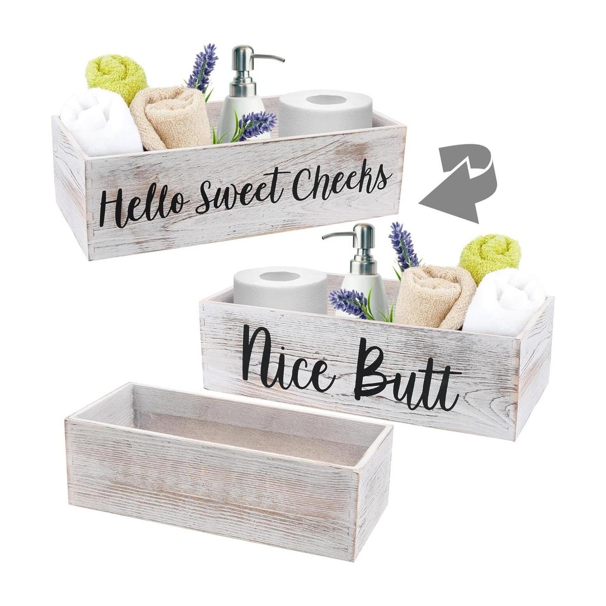 LotFancy Caja de decoración de baño 2 unidades Hello