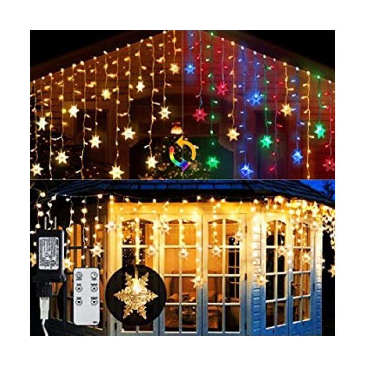 Luces de carámbano de copo de nieve de Navidad