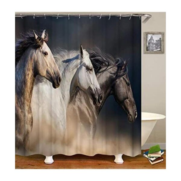 Cortina de ducha con diseño de caballo de Shocur Western_1