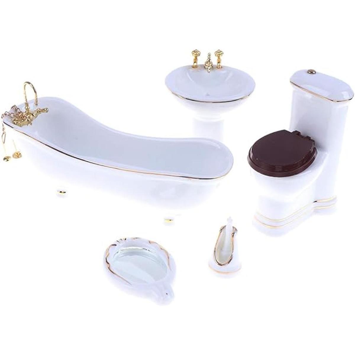Juego de baño de porcelana en miniatura de 112 5 piezas
