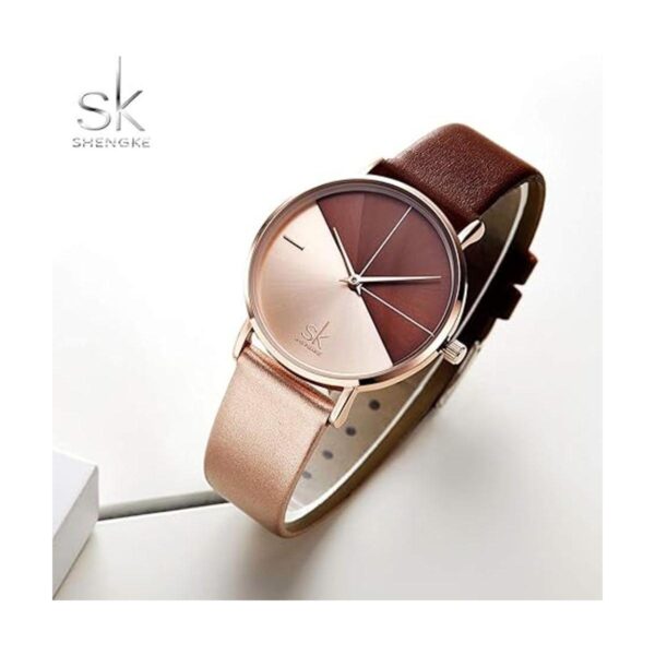 SHENGKE Simplicity Reloj creativo para mujer de cuero_2
