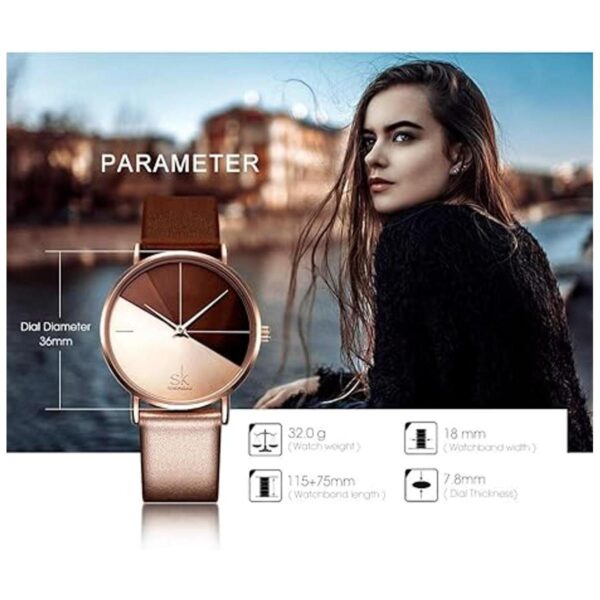 SHENGKE Simplicity Reloj creativo para mujer de cuero_3