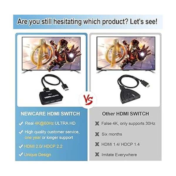 Interruptor HDMI de 4K a 60 Hz con cable HDMI de 3.9 pies_2