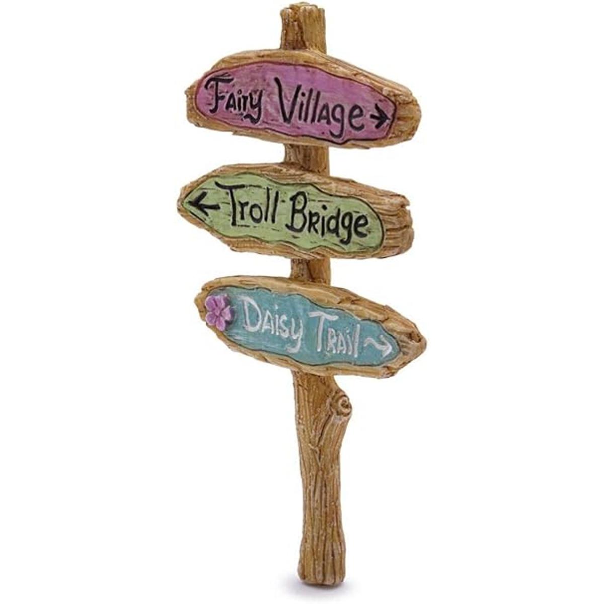 Marshall Home and Garden Fairy Village Sign Post Natural