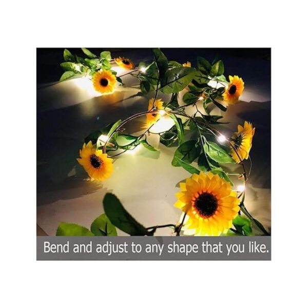 Fielegen Guirnalda de 20 luces LED artificiales de girasol_3