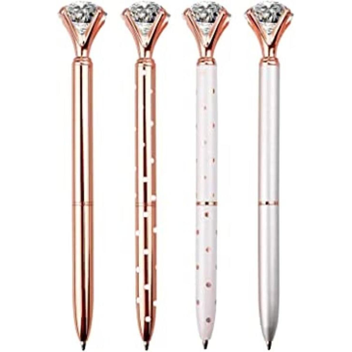 LONGKEY Bolígrafos de diamante de cristal grande para