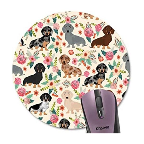 Knseva Lindo Coloreado Floral Daschund Ronda Mouse Pad_1
