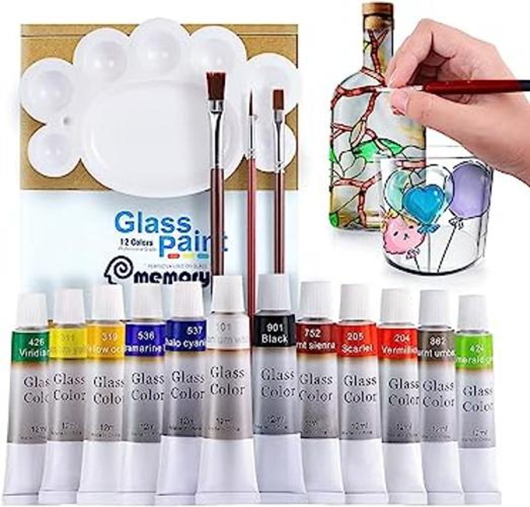 COLORFUL Kit de pintura para vidrios de manchas con 12