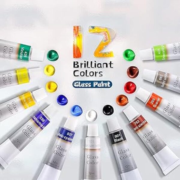 COLORFUL Kit de pintura para vidrios de manchas con 12_2