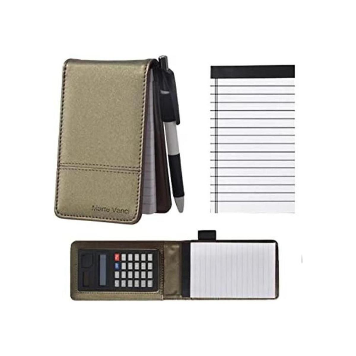 SAYEEC Cuaderno de piel sintética con calculadora de