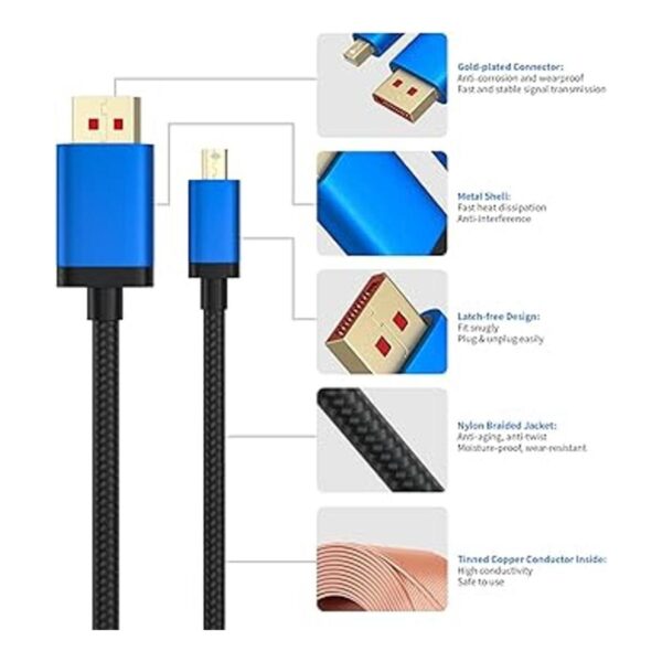 Cable 8K Mini DP a DisplayPort 1.4 de 3 pies BolAAzuL_6