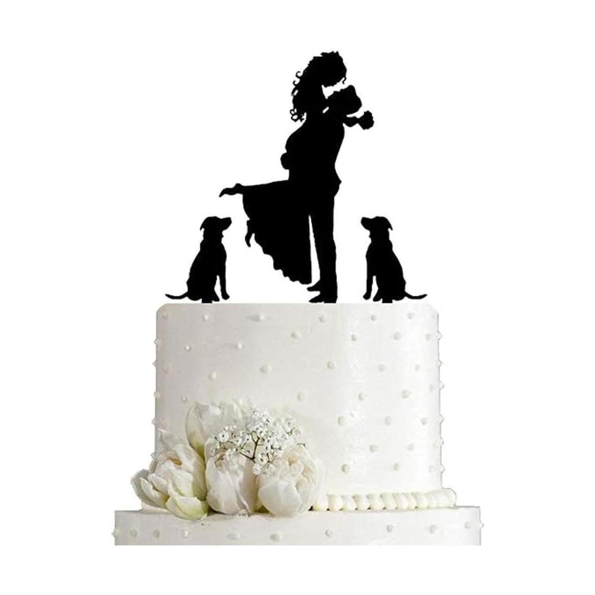 Decoración para tartas de boda Novia con flores junto a