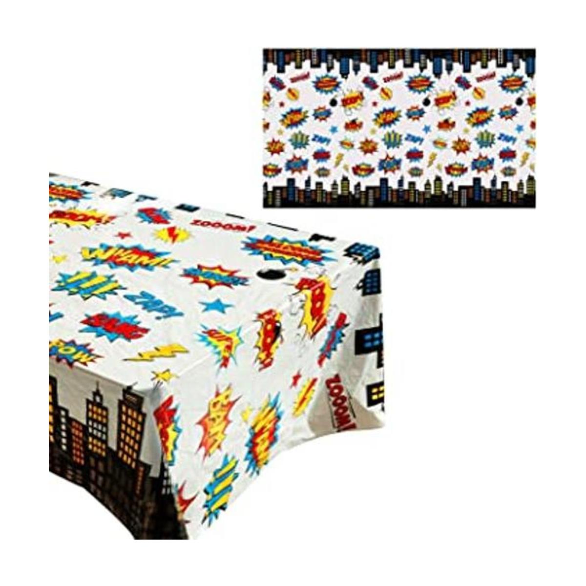 Paquete de 5 manteles de plástico para mesa de superhéroe